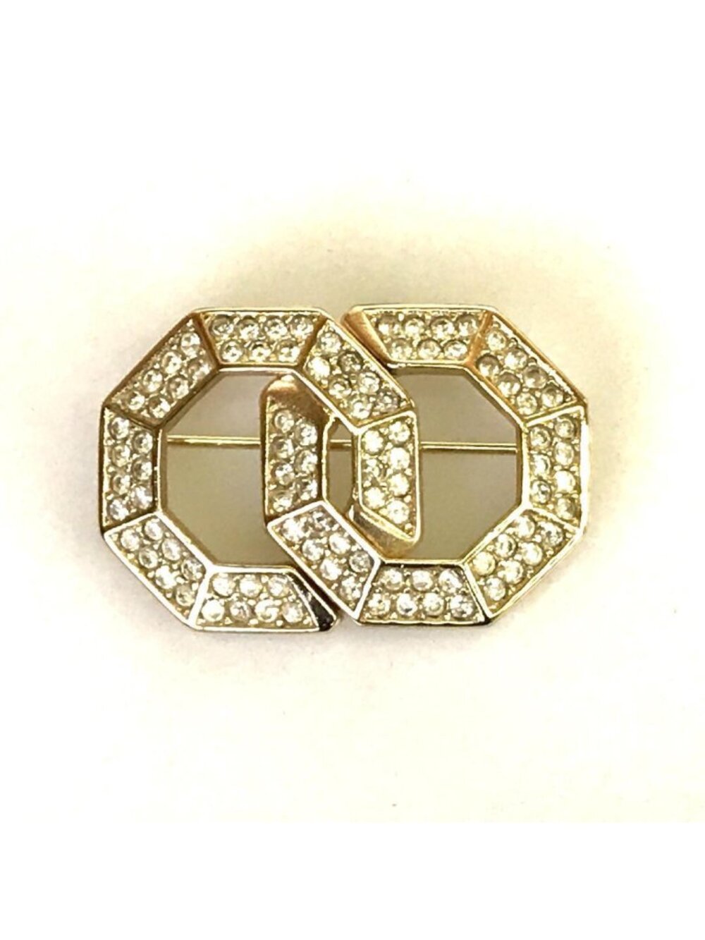 Dior Brooch Gold Logo Rhinestone